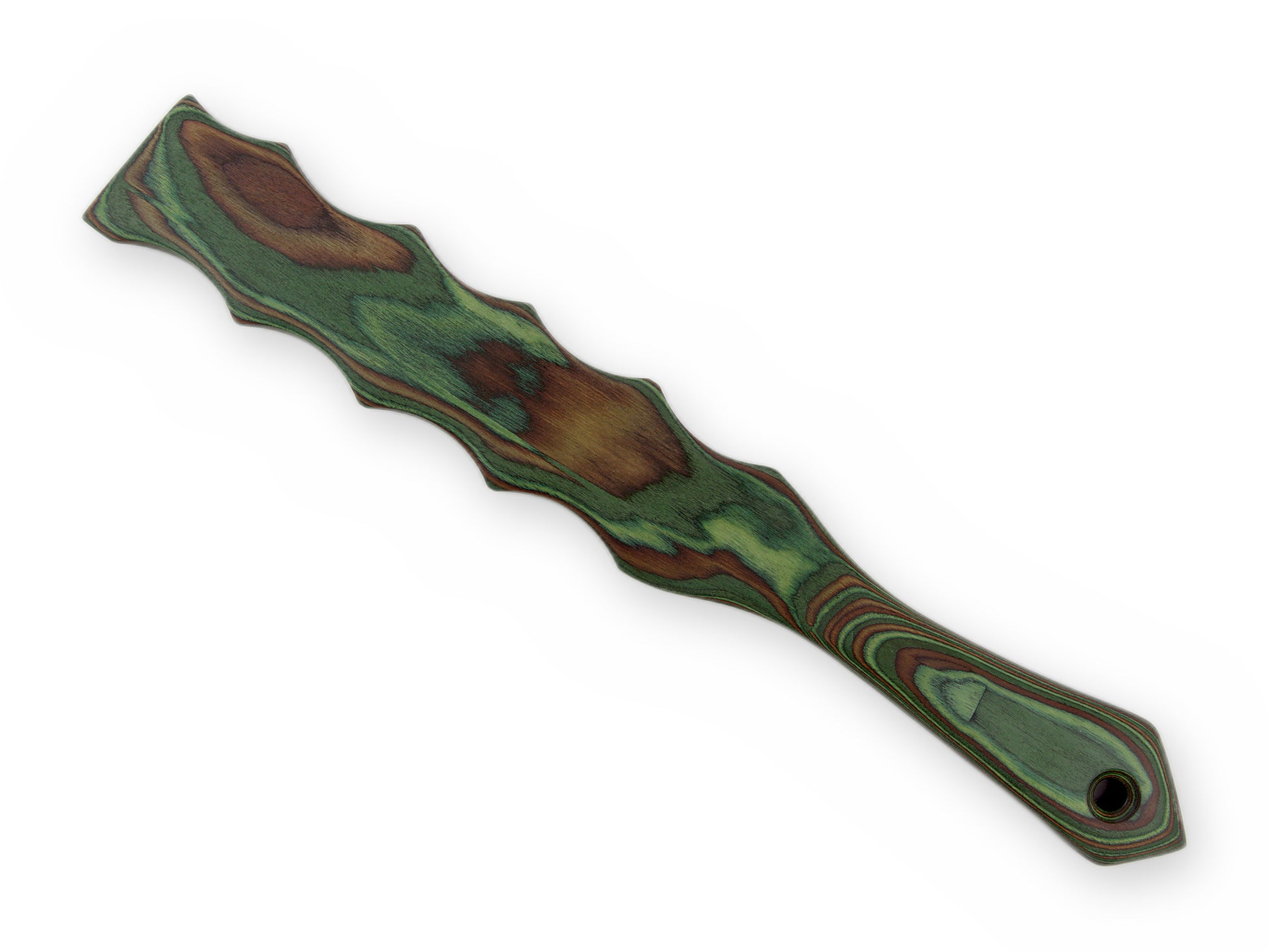 Leichtes Holz-Paddle mit flacher Schlagseite und seitlichen Zacken