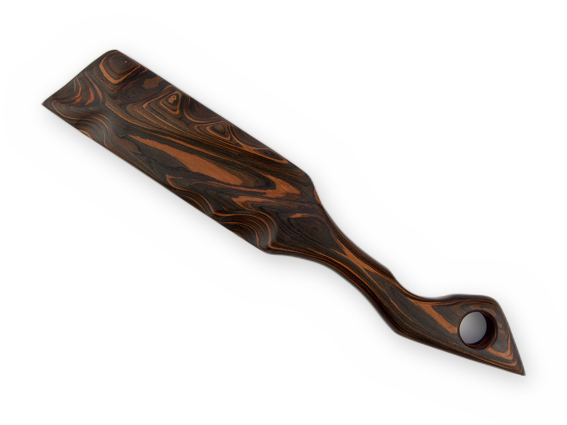 Dunkelbraunes BDSM Paddle mit sanften Hügeln und Tälern von oben