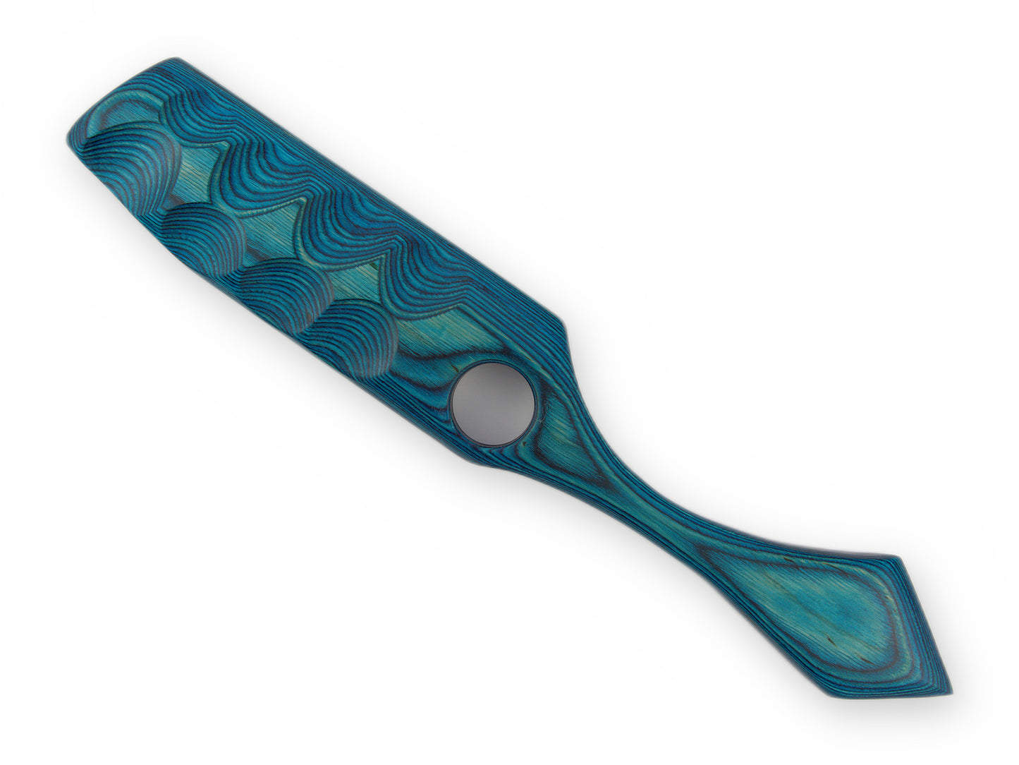 Massives BDSM Paddle in Türkis mit rautenförmiger Struktur von oben