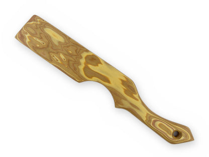 Olivenholz-Paddle mit flacher Schlagseite und lebendiger Maserung