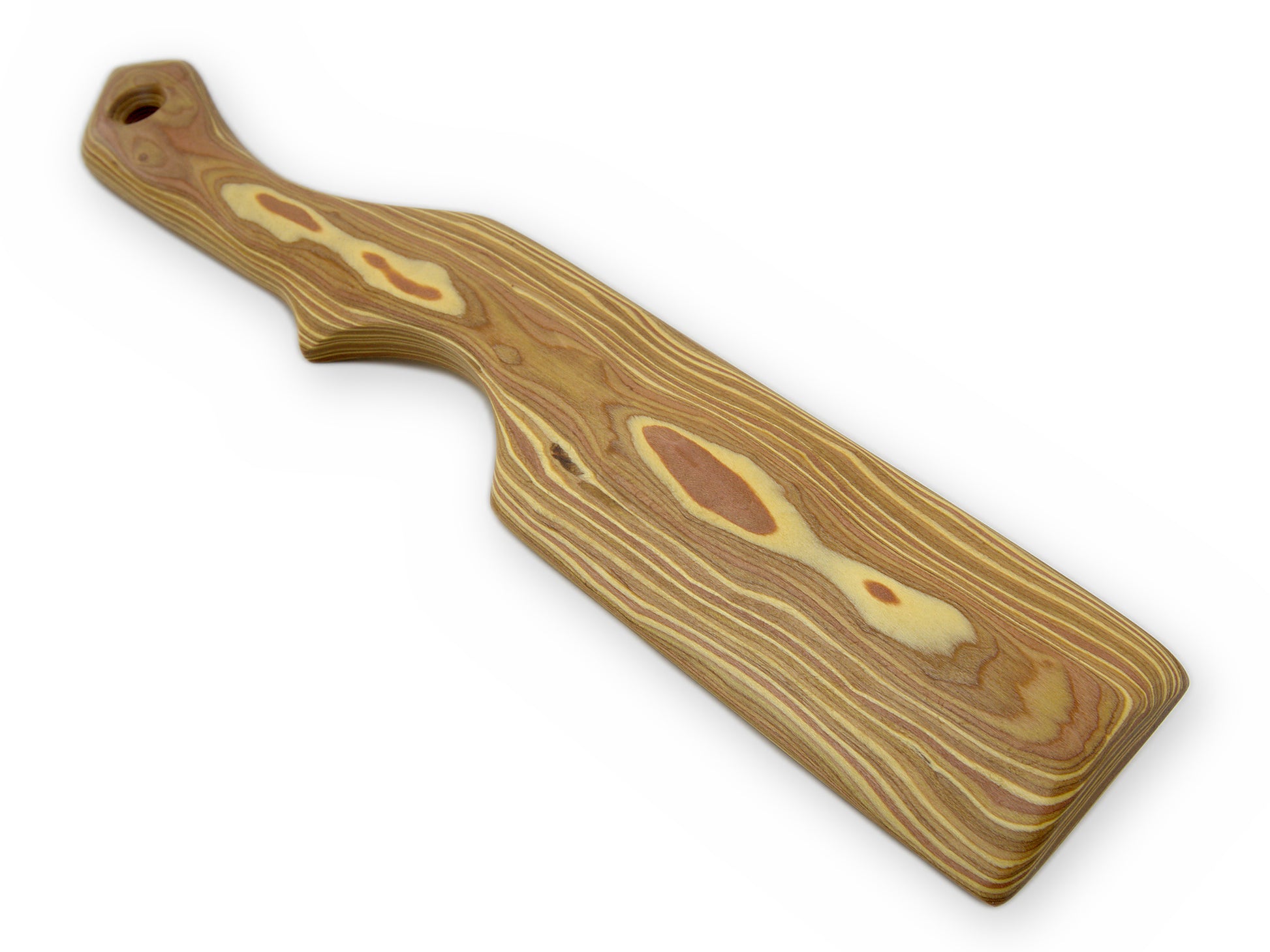 Gewölbte Seite und Einbuchtung des hellen Holz-Paddles
