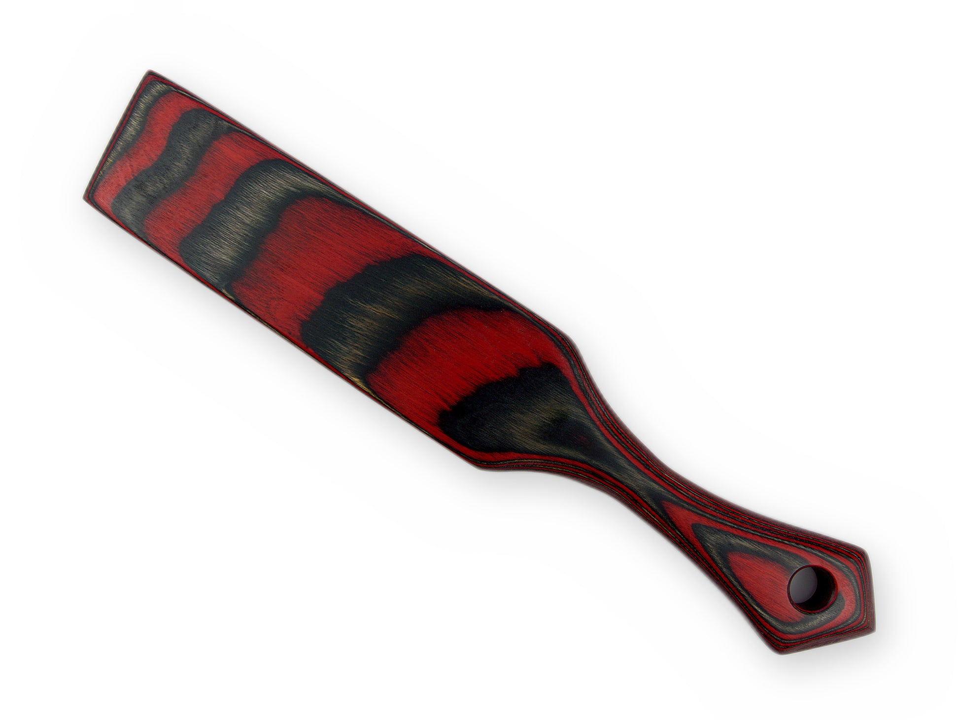 Breites Holz-Paddle mit flacher rot-schwarzer Schlagseite