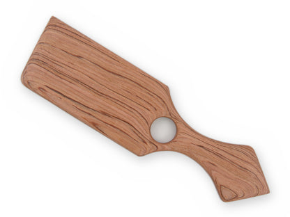 Zweite flache Seite des kurzen Rosenholz-Paddles von oben