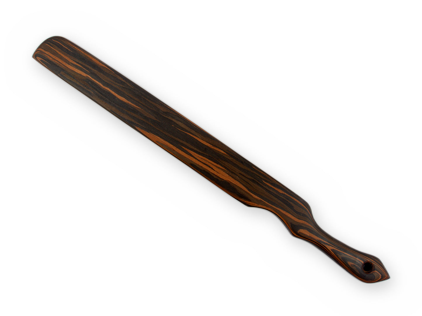 Langes Holz-Paddle mit flacher Seite und hellen Partien in der Maserung