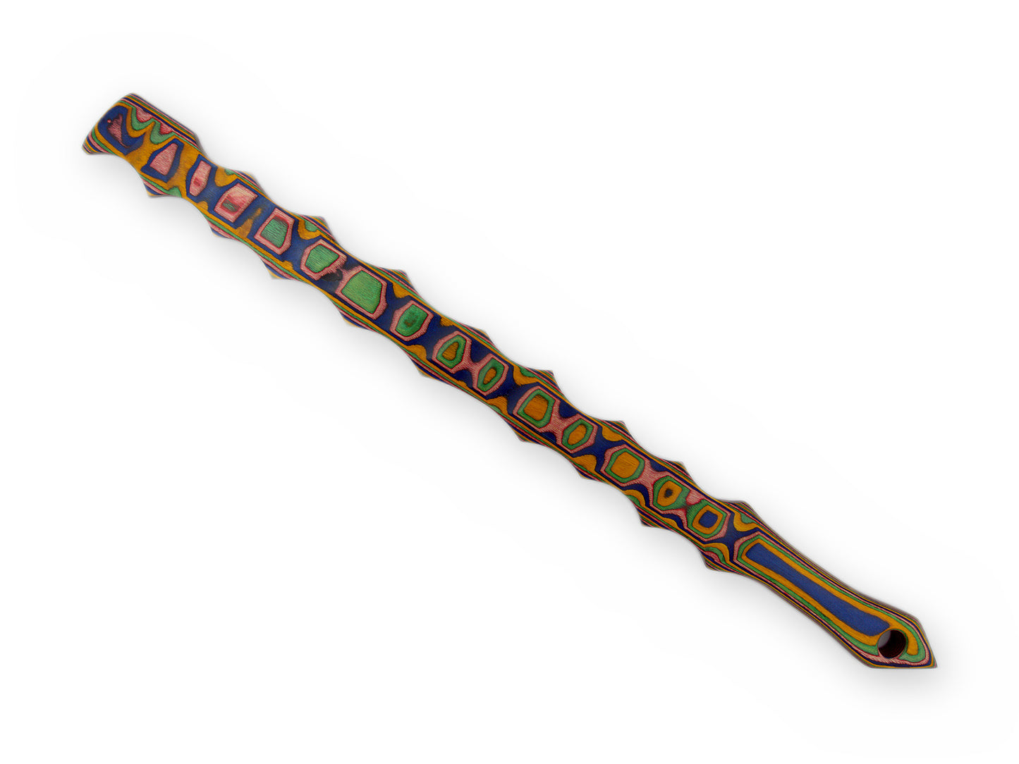 Mehrfarbiges Spanking Paddle mit unregelmäßiger Struktur und Zacken von oben