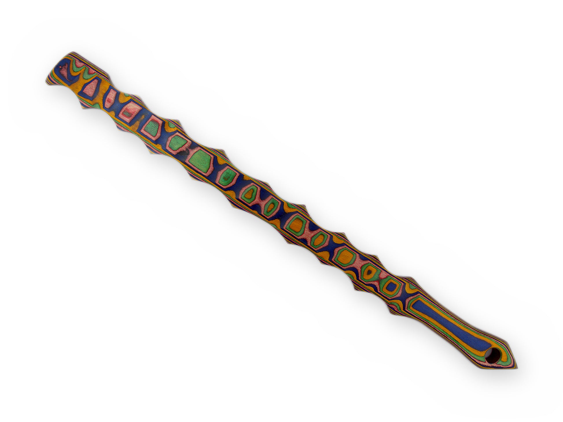 Mehrfarbiges Spanking Paddle mit unregelmäßiger Struktur und Zacken von oben
