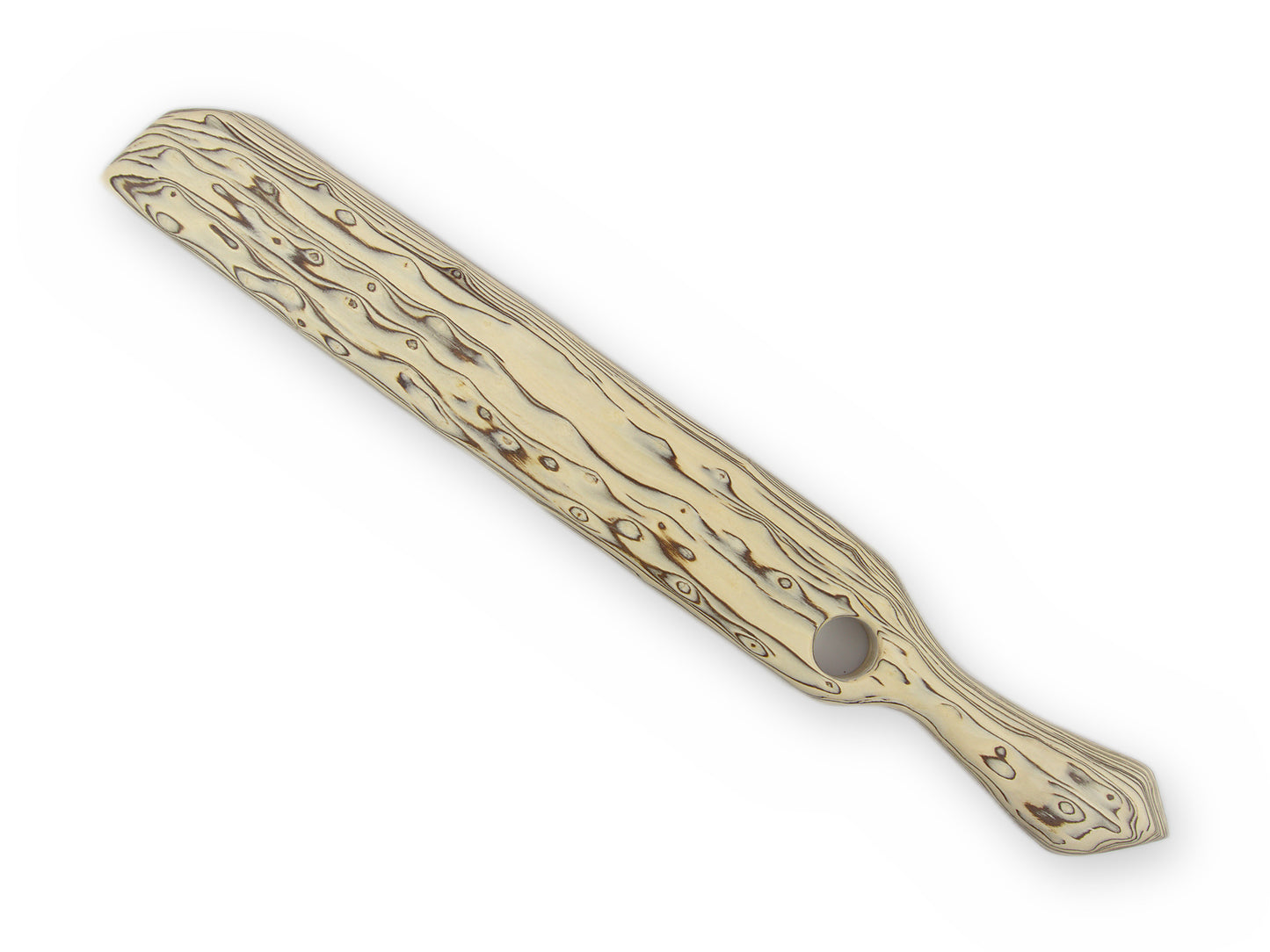 Schweres Spanking Paddle in Vanille und Dunkelbraun mit strukturierter Schlagfläche