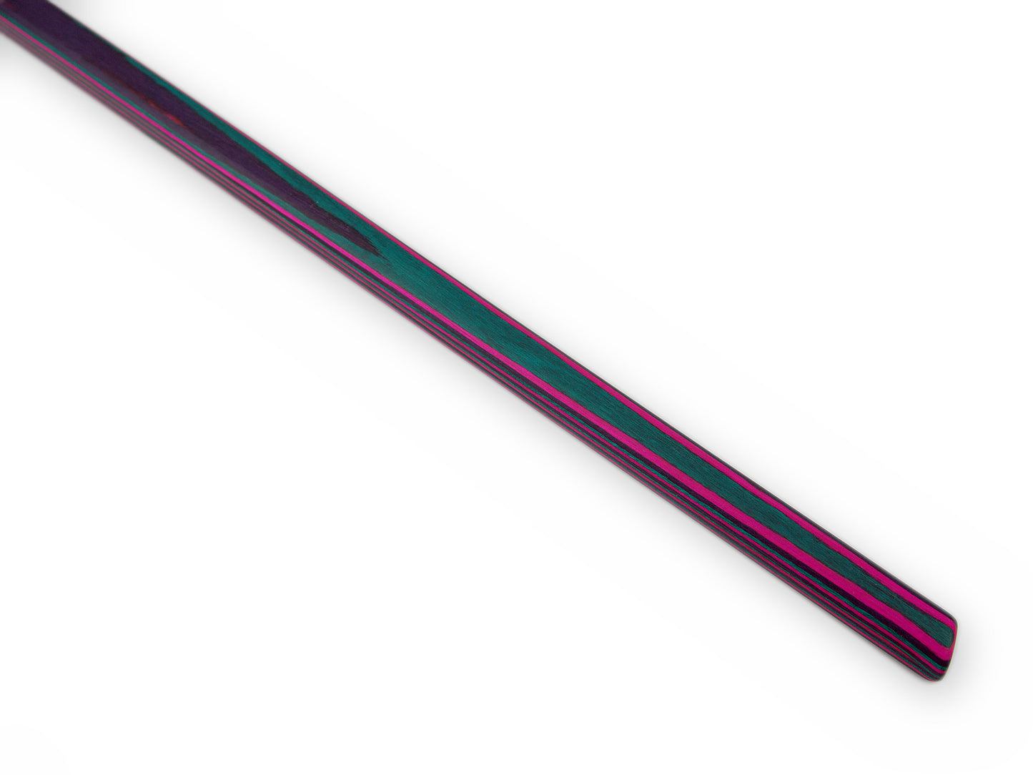 Vorderer Bereich des Stocks in Lila Pink und Türkisgrün