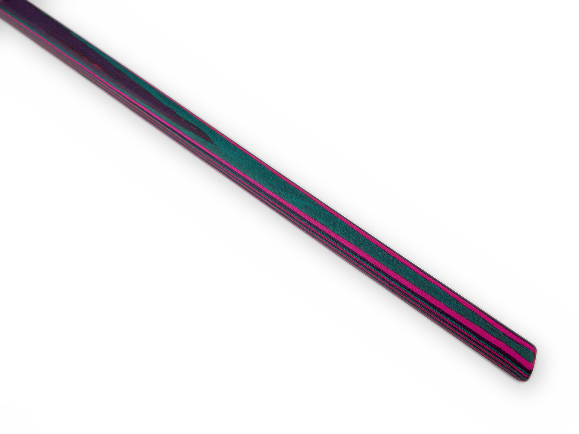 Vorderer Bereich des Stocks in Lila Pink und Türkisgrün