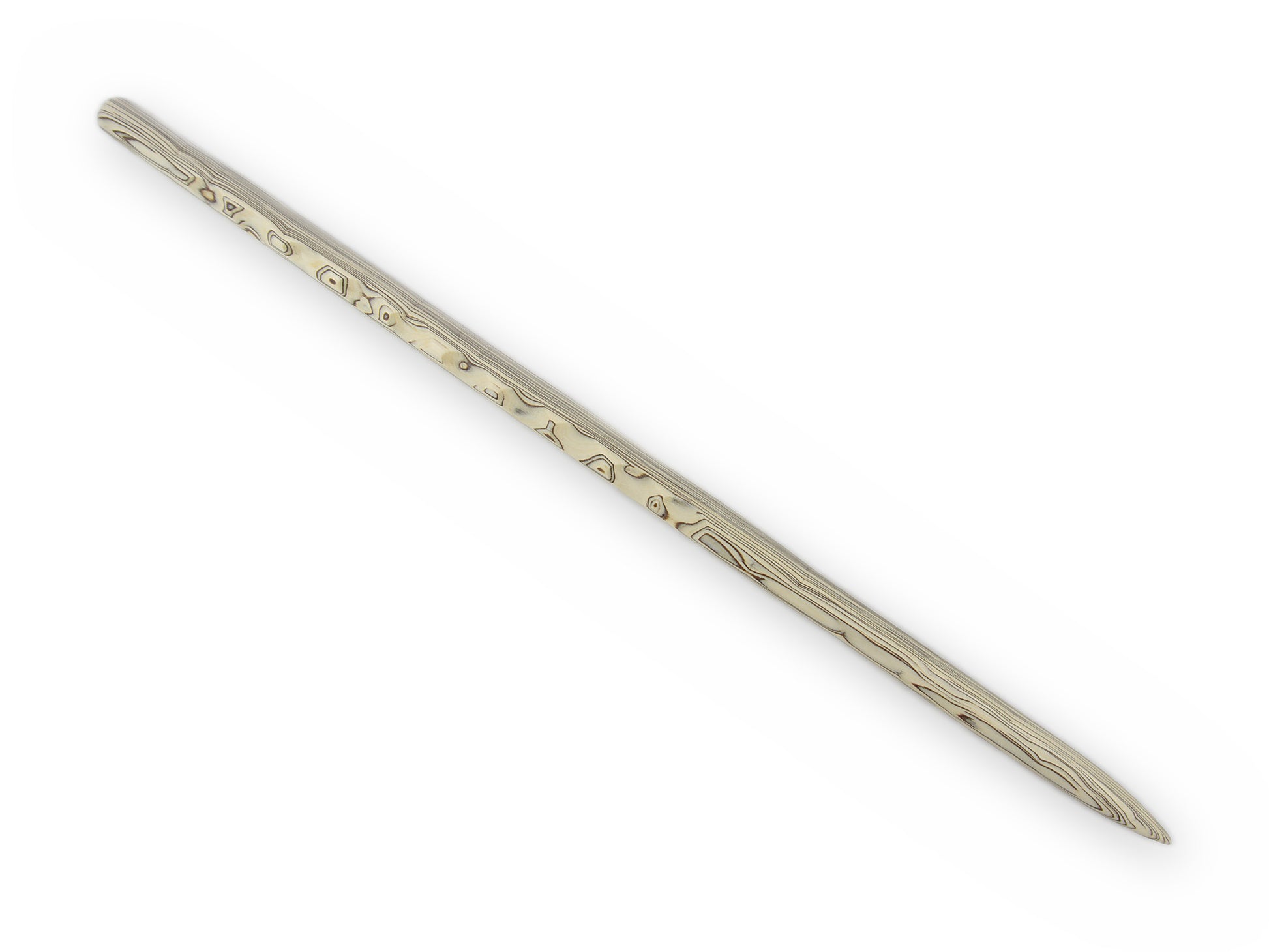 Massiver Stock in hellem Vanille Beige mit dunkelbraunen Wirbeln